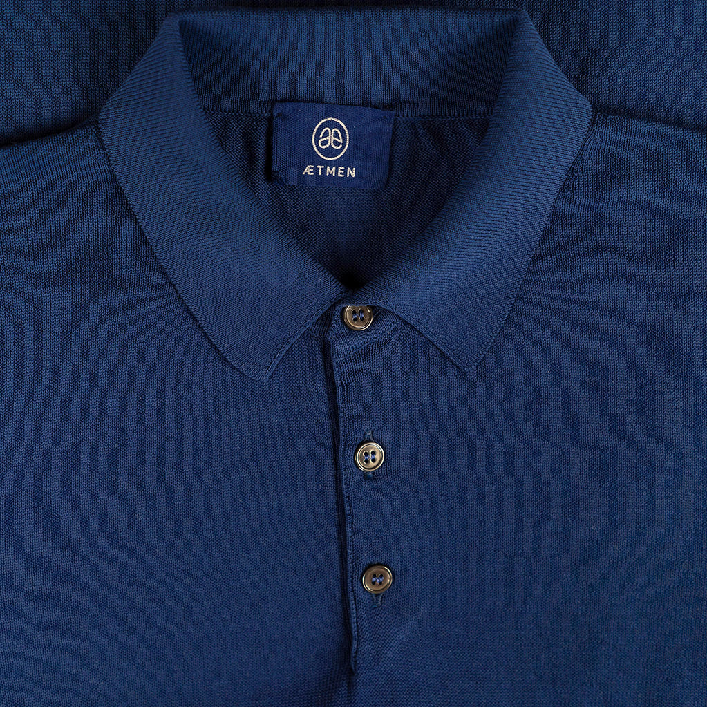 ÆTMEN Royal knitted polo – blue