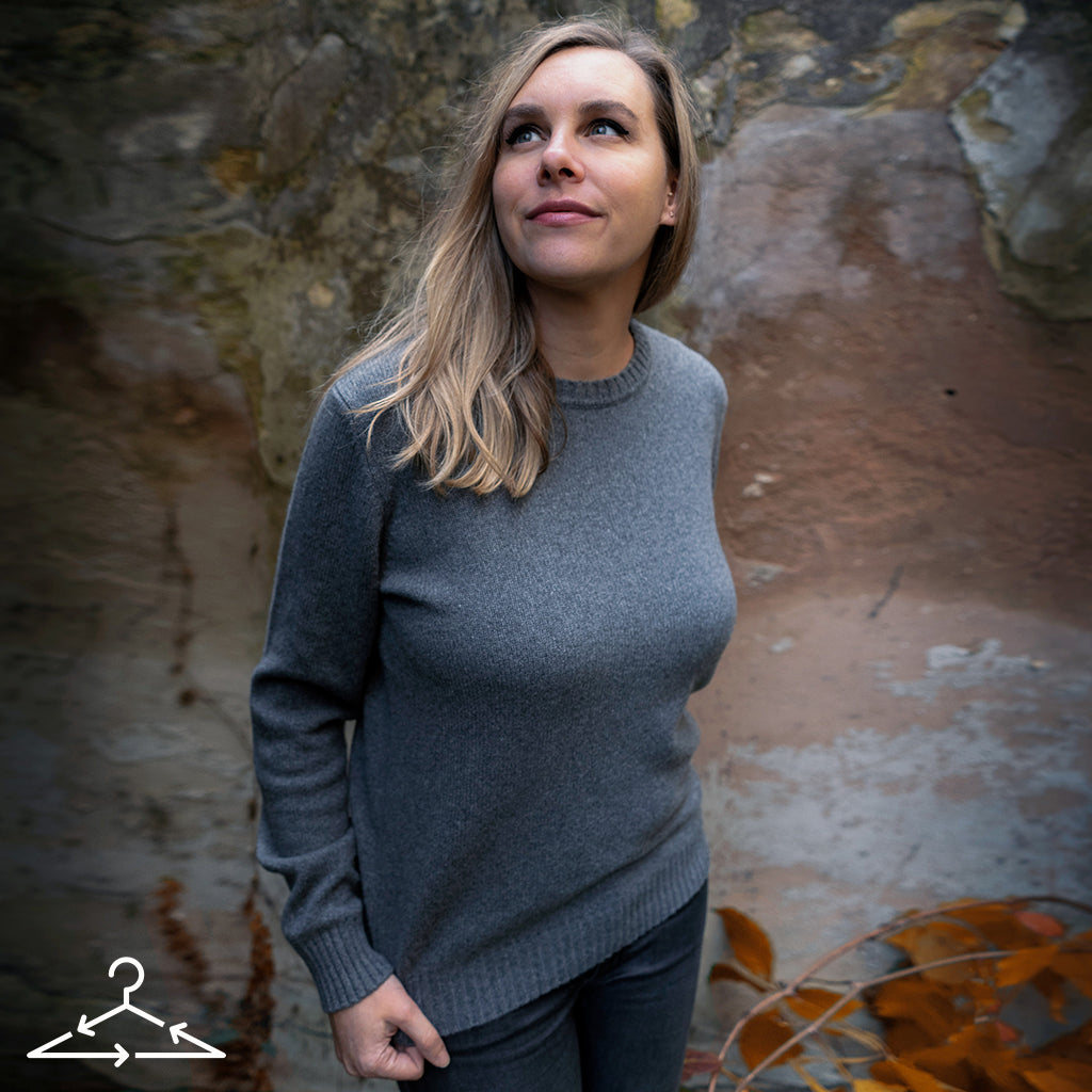 Grey Recycled Cashmere Pullover, Recyclced Kaschmir Pullover in grau