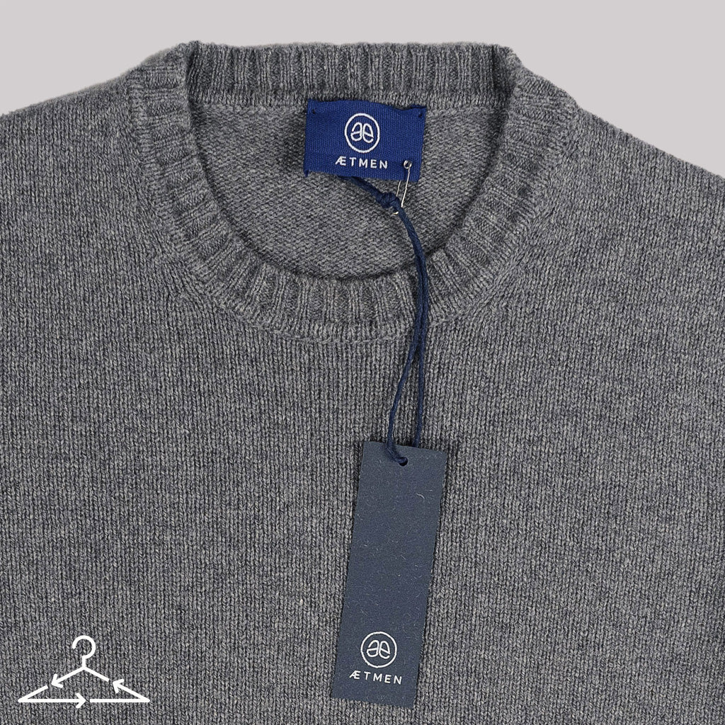 Grey Recycled Cashmere Pullover detail neck